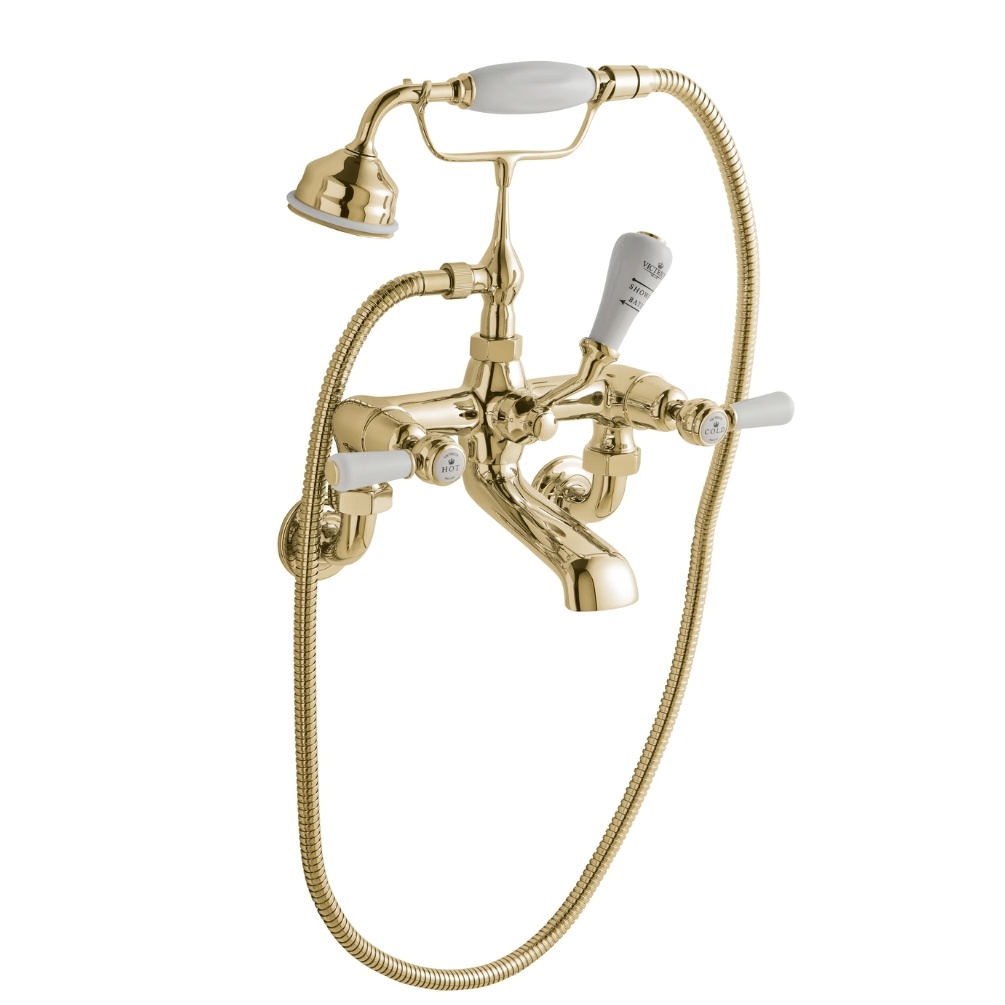 BC Designs Victrion Lever Gold Wall Mounted Bath Shower Mixer Cut Out